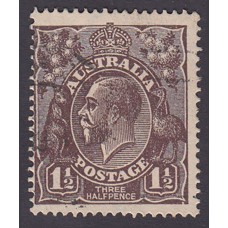 Australian    King George V   1½d Penny Half Pence Black Brown   Single Crown WMK Plate Variety 4L31..